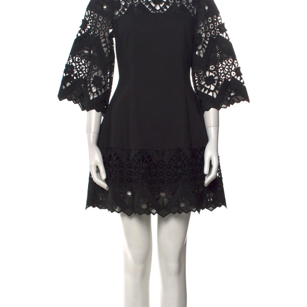 Alexis
R Crochet Trim Ponte Mini Dress Black
